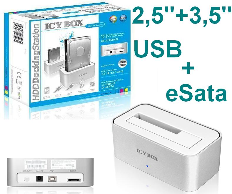 ICYBOX IB 111 StUS2 Wh Dockingstation Sata USB 2 0 3 5 2 5 OVP esata